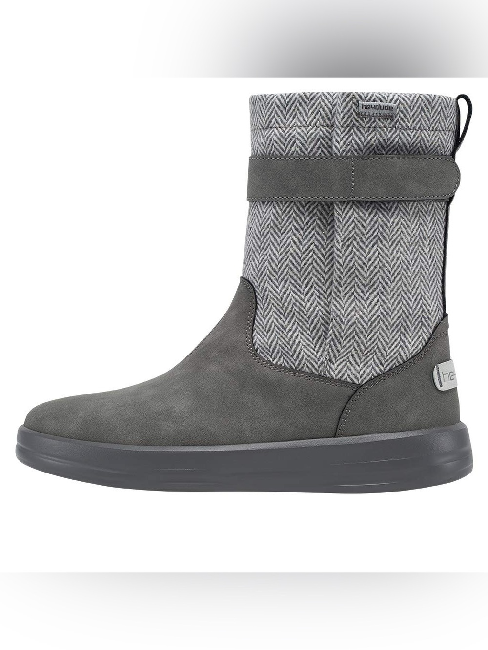 Hey Dude Gray Herringbone Mid-Calf Booties